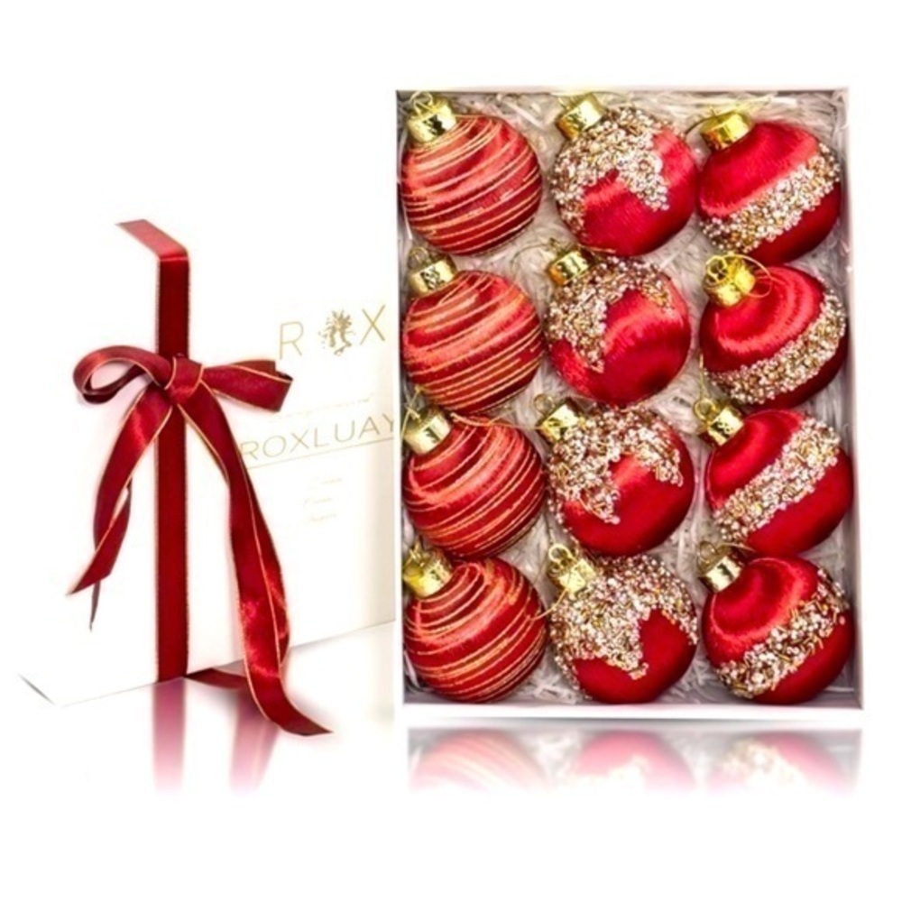 NWT Roxluay Luxury Christmas Ornaments glitter sequin yarn ornaments decorations